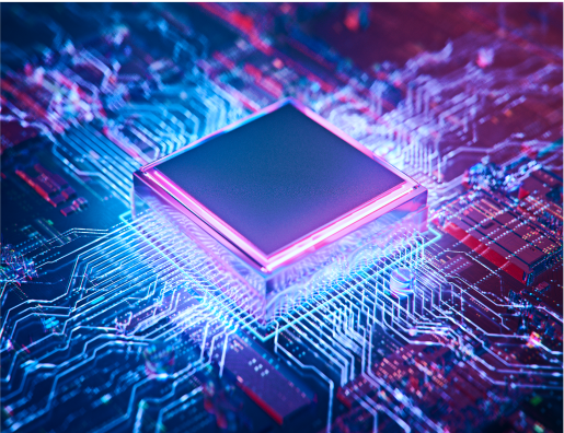 Microchip with glowing lights